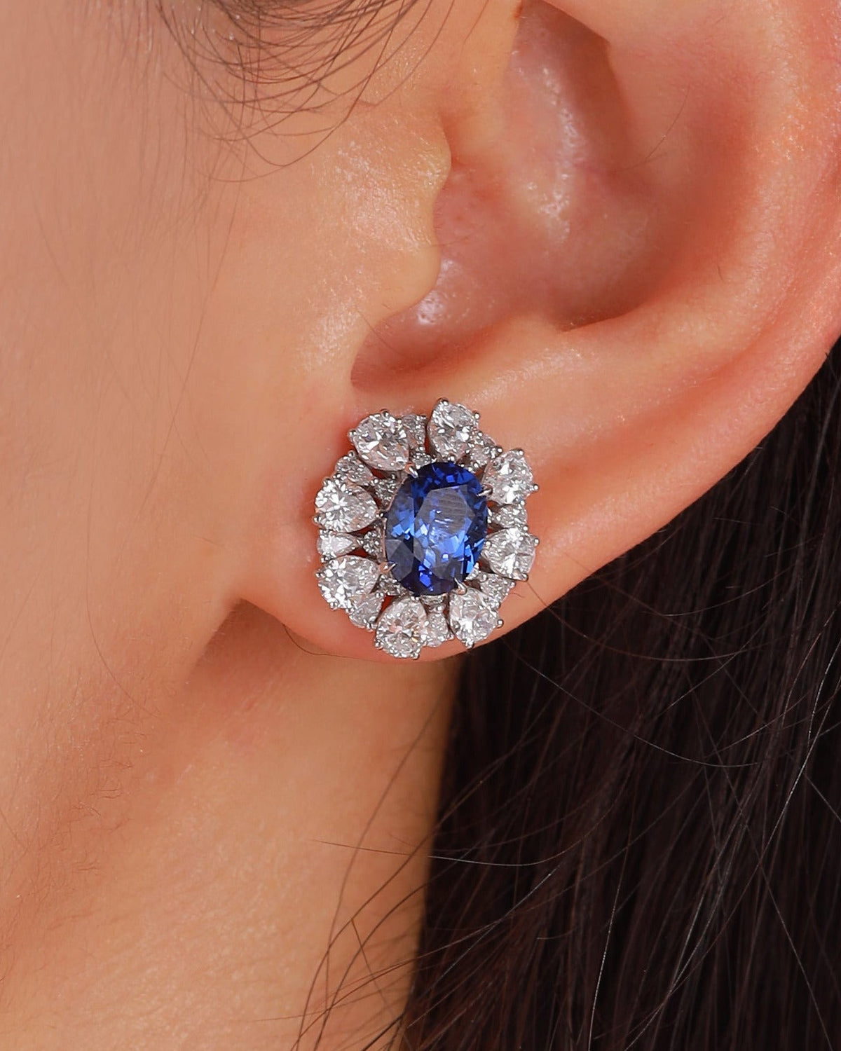 Azure Halo Lab Diamond Earrings