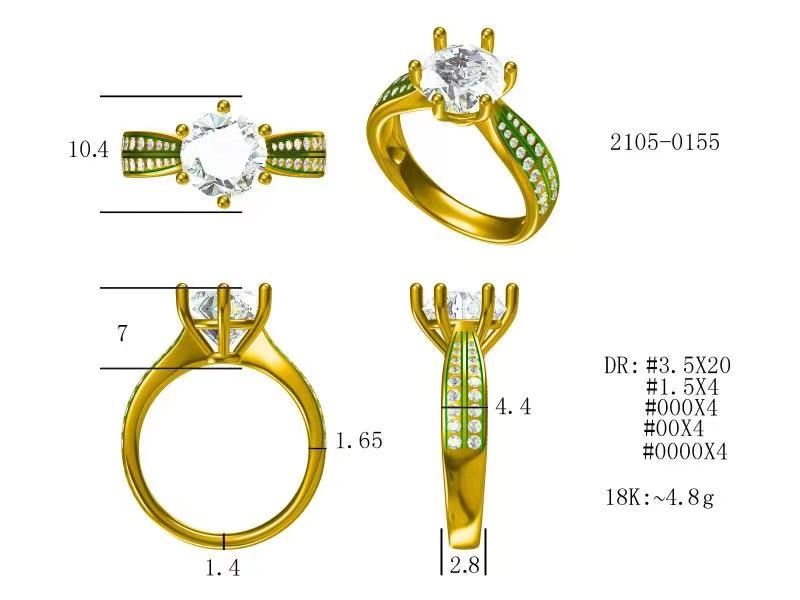 A CAD specification drawing of a ring showing millimetre dimensions