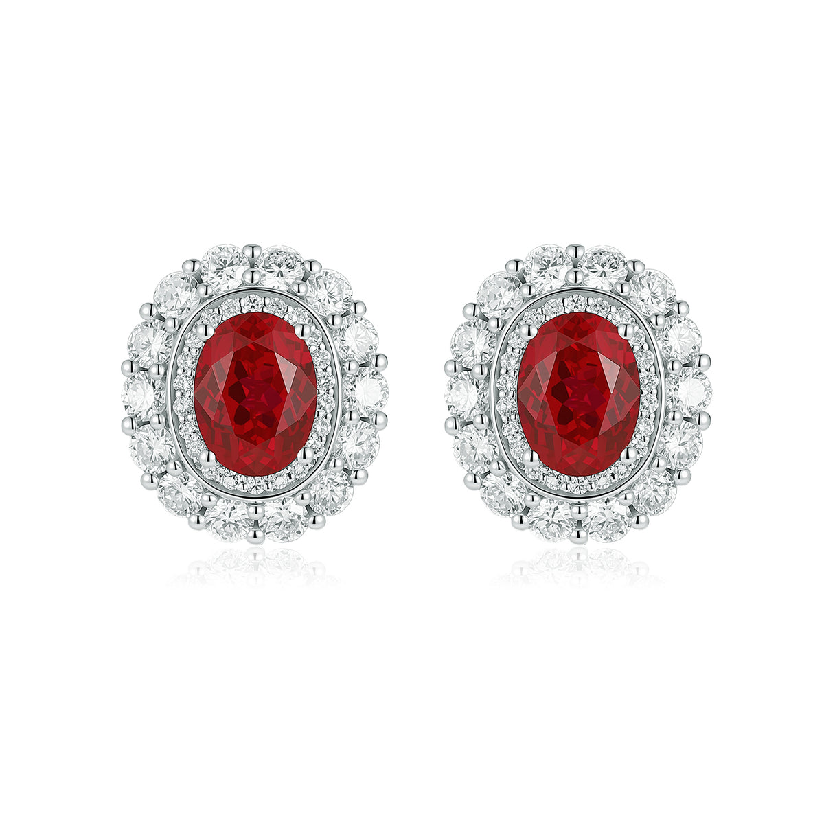 Crimson Halo Lab Diamond Earrings
