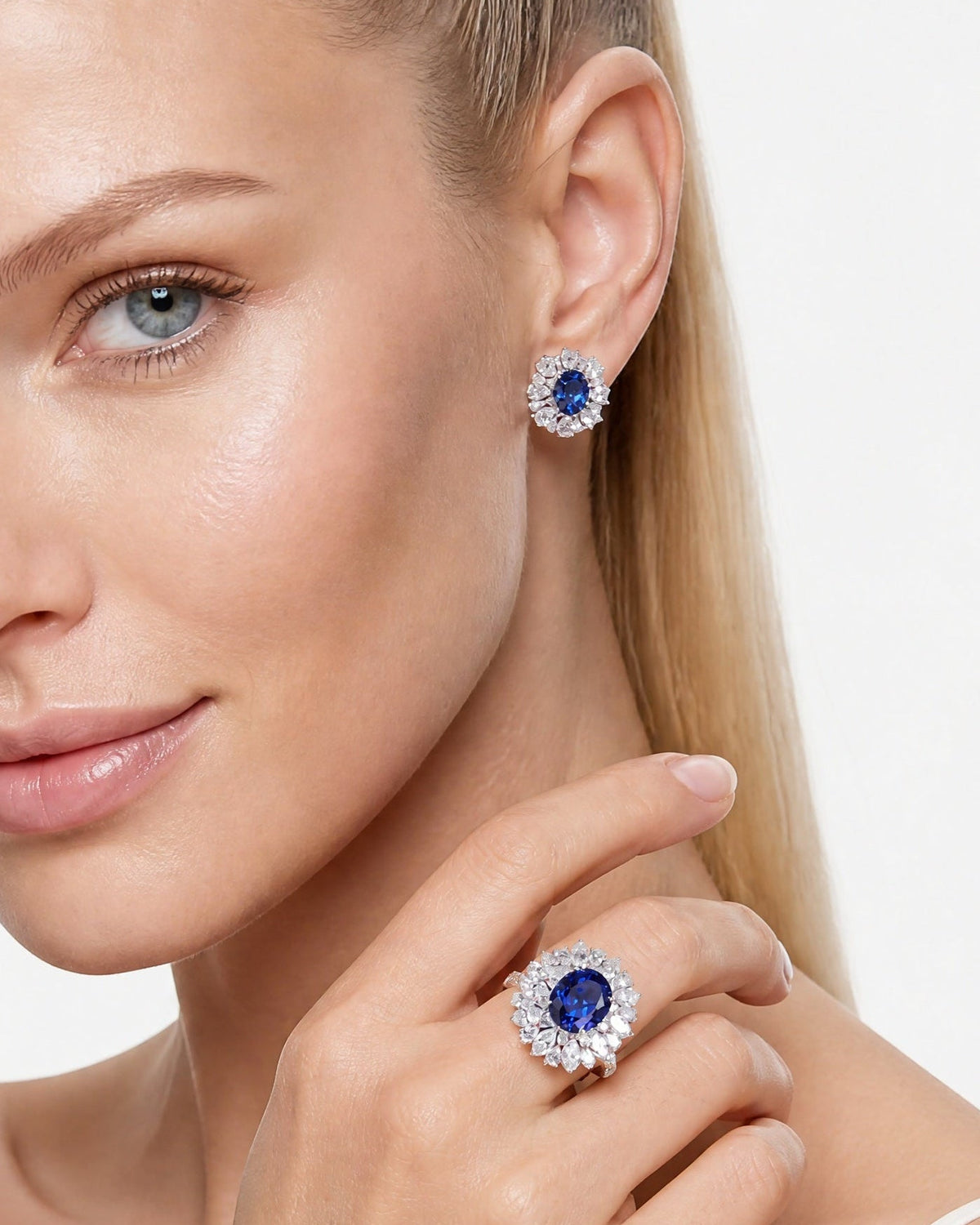 Azure Halo Lab Diamond Earrings